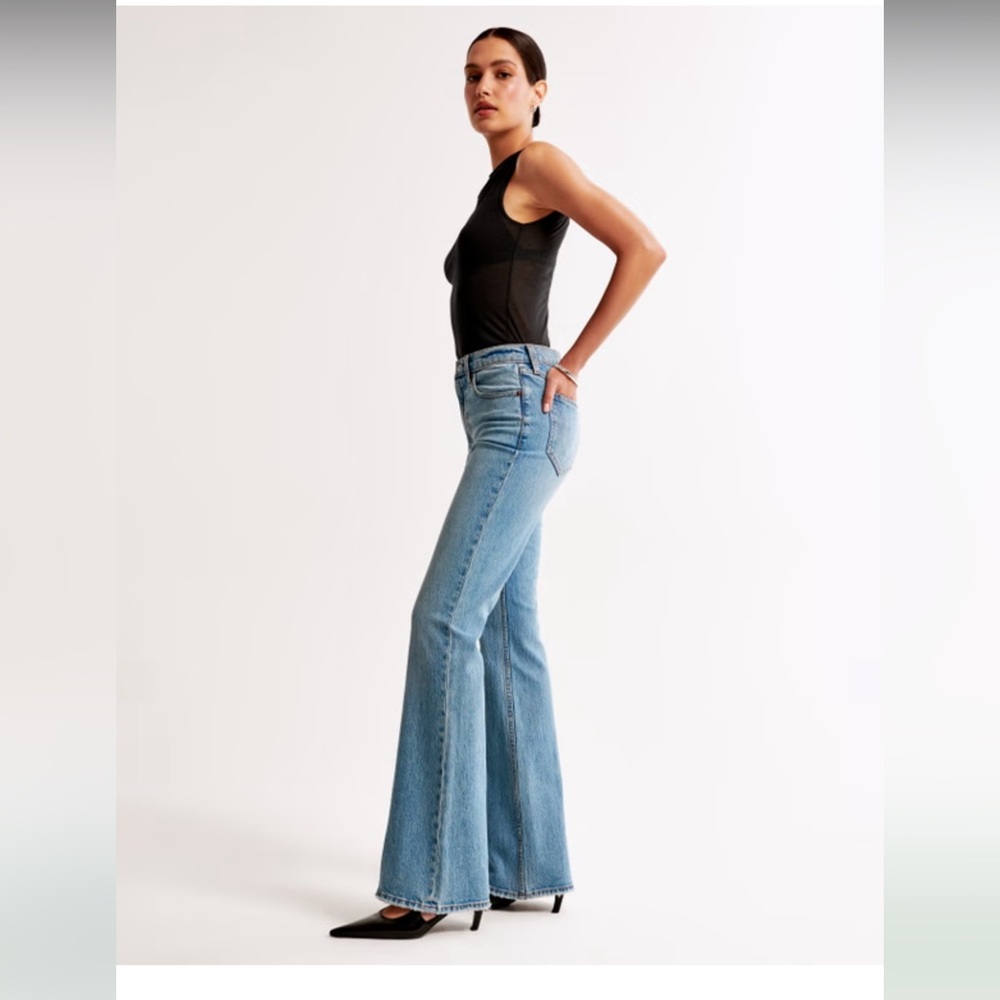 Abercrombie & Fitch Vintage Flare High Rise Jeans Denim Stretch 29/8R Blue 70s